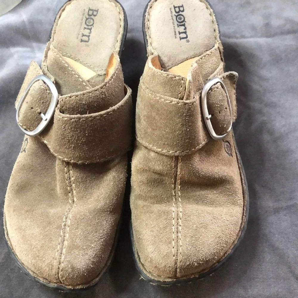 Born Tan suede leather clogs size:8 - Picture 1 of 7